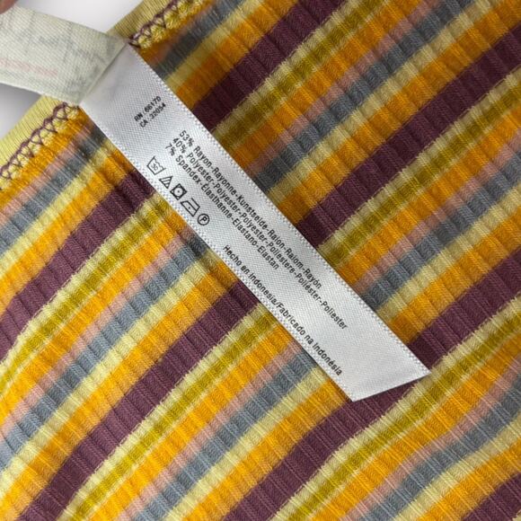 Free People Put a Stripe On It Yellow Combo Striped Bodysuit Size Small - Picture 6 of 6